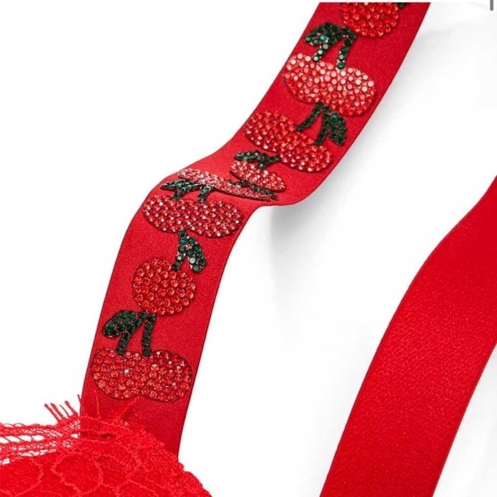 New! Victorias Secret very sexy cherry shine strap lace push-up bra 20114 - Picture 13 of 14